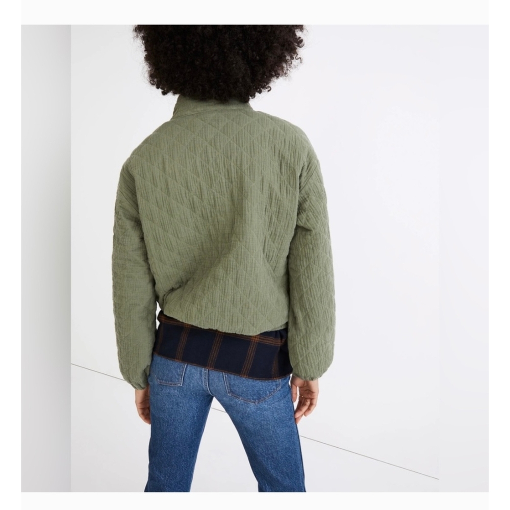 Madewell Olive Green Quilted Half-zip Top - Picture 6 of 14